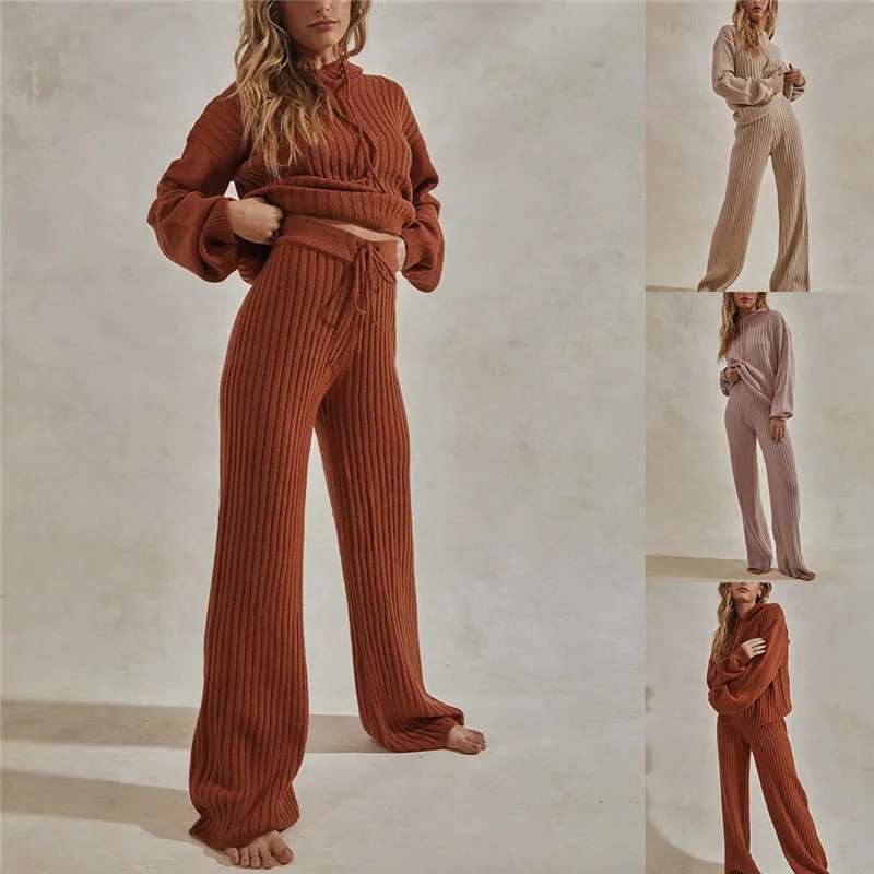 Women's Solid Color 2 Piece Knitted Hooded Sweater Set Women Long Wide Leg Pants Knitted Suit Sweaters, Khaki, pink, red
Women's Solid Color 2 Piece Knitted Hooded Sweater Set Women Long Wide Leg Pants Knitted Suit Sweaters, Khaki, pink, red