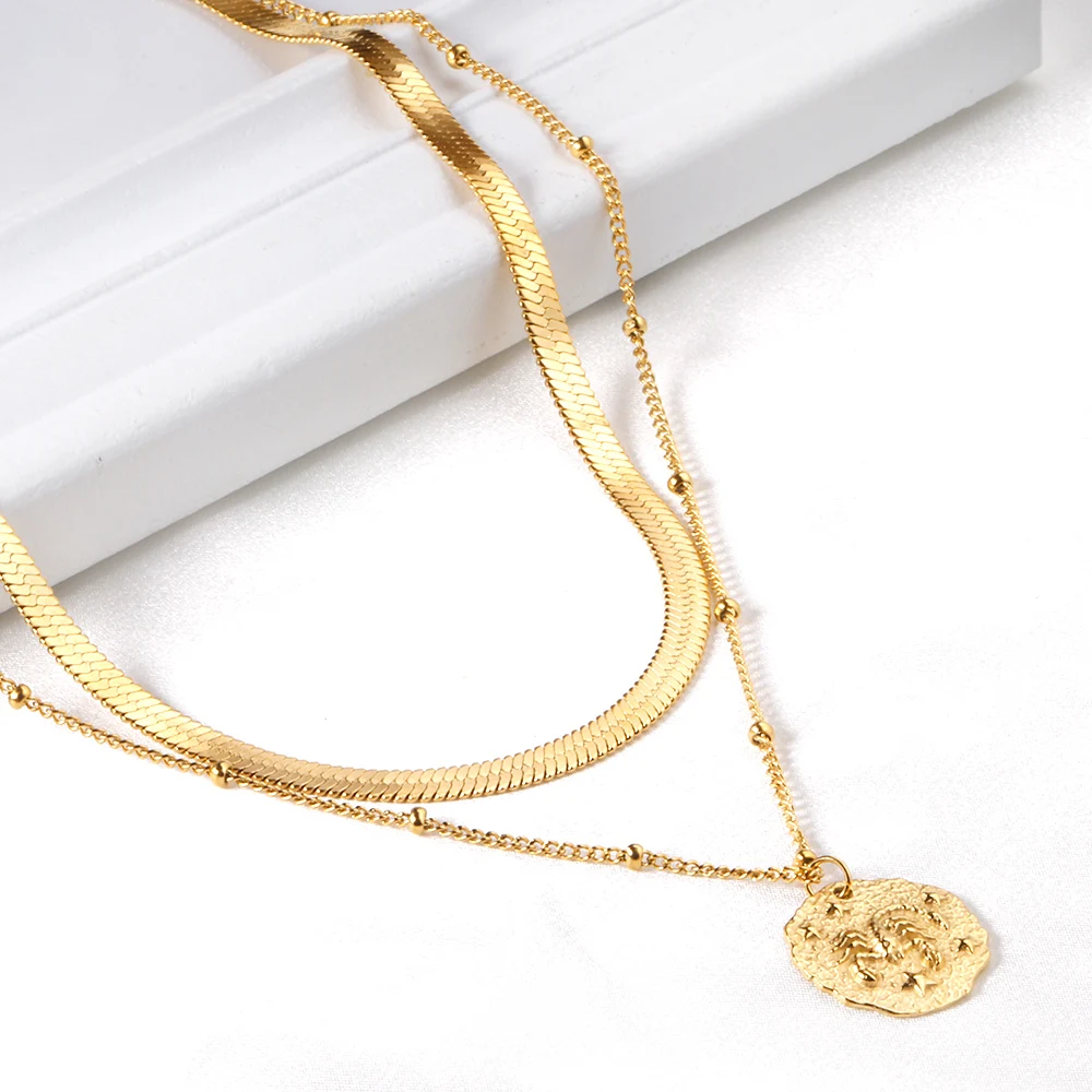 The most popular stainless steel double chain retro pendent necklace design2021, Multi
The most popular stainless steel double chain retro pendent necklace design2021, Multi