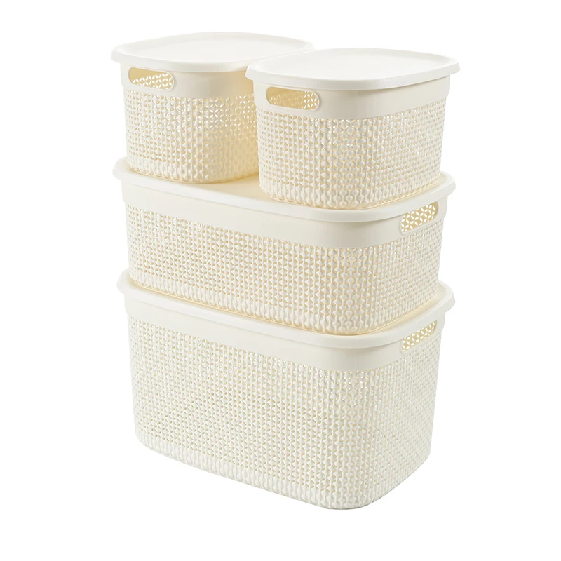 Plastic storage organizers container bins holders with hinged lids basket set on sale
Plastic storage organizers container bins holders with hinged lids basket set on sale