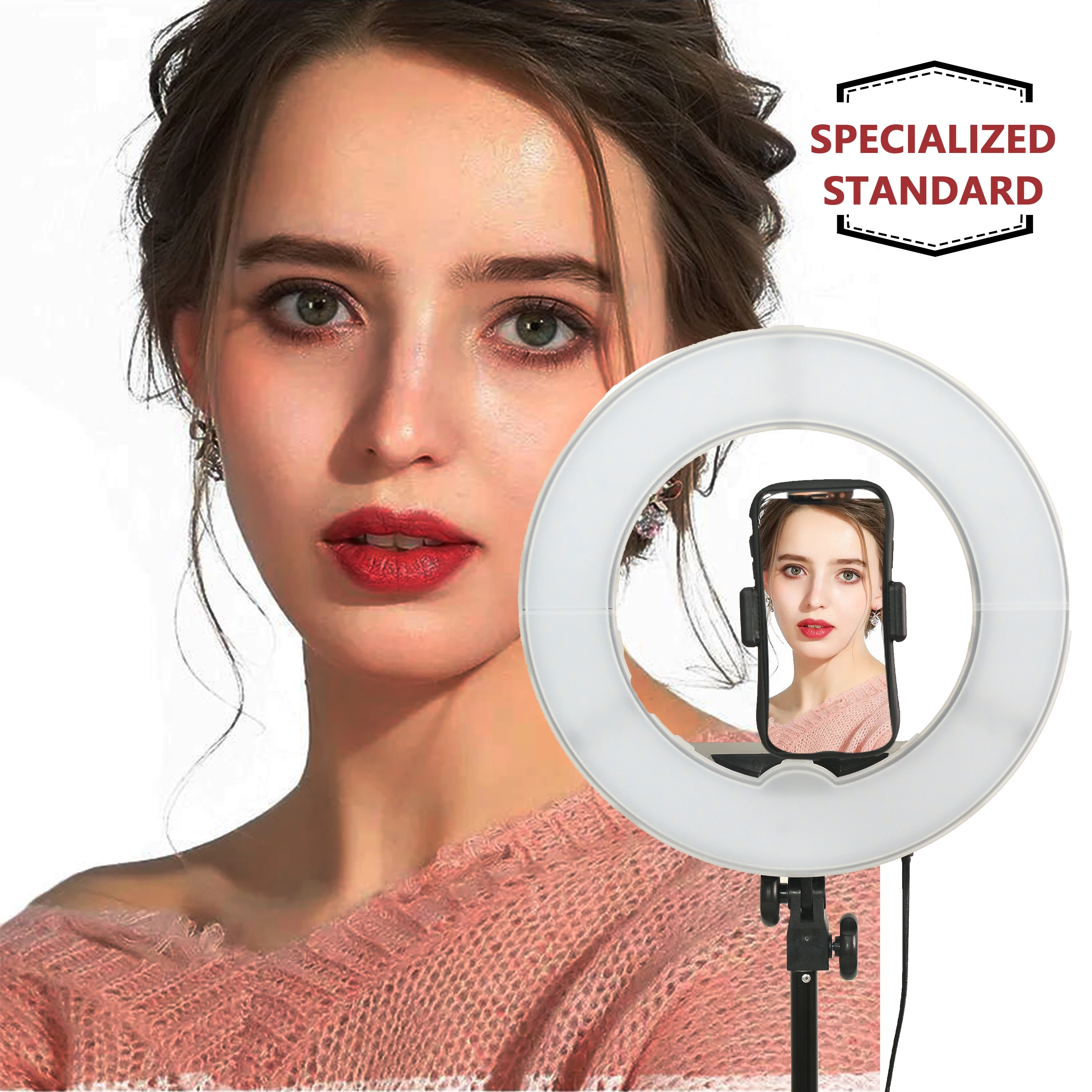 12 Inch LED Ring Soft Light 3 Modes Brightness Selfie Fill Ring Light for YouTube Video Live Stream Makeup Phone, Black
12 Inch LED Ring Soft Light 3 Modes Brightness Selfie Fill Ring Light for YouTube Video Live Stream Makeup Phone, Black