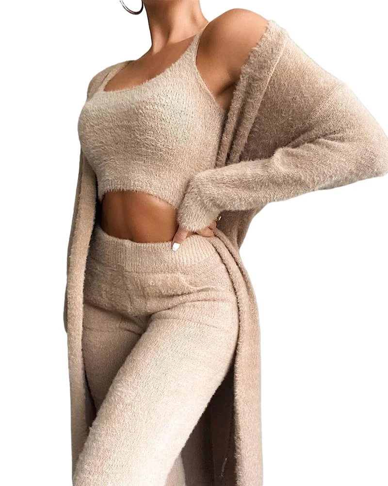 Long Sleeve Fall Set Woman Solid Color Clothes Cardigans Coats Women Crop Top Three Pieces Lounge Wear Sets, 5colors
Long Sleeve Fall Set Woman Solid Color Clothes Cardigans Coats Women Crop Top Three Pieces Lounge Wear Sets, 5colors