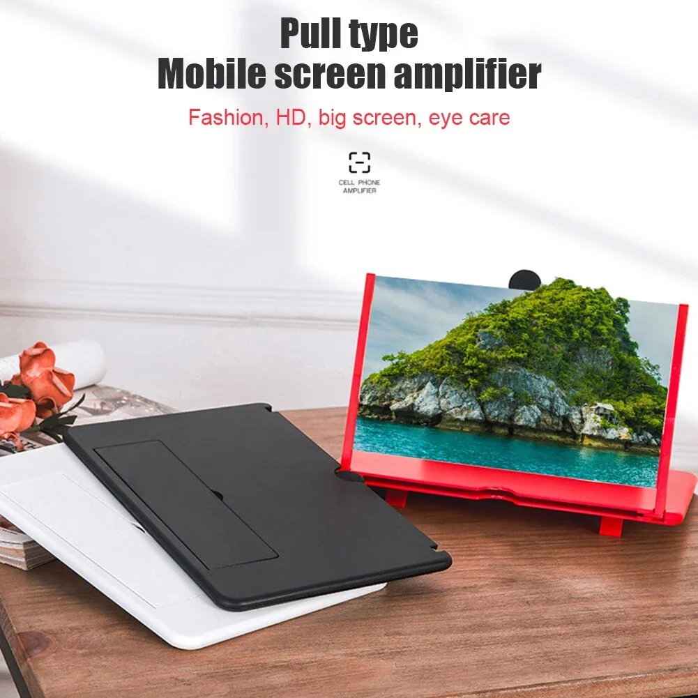 smart phone holder 8'' 10'' 12'' inch 3D screen video HD magnifier OEM logo foldable Mobile Phone video amplifier, Black white red
smart phone holder 8'' 10'' 12'' inch 3D screen video HD magnifier OEM logo foldable Mobile Phone video amplifier, Black white red