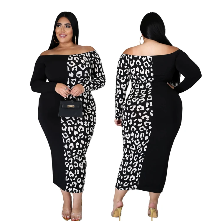 Autumn New Long-Sleeved Leopard Print Off-Shoulder Dress Plus Size Women's Black Bodycon Dress 2020
Autumn New Long-Sleeved Leopard Print Off-Shoulder Dress Plus Size Women's Black Bodycon Dress 2020