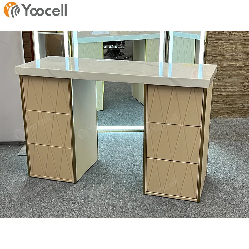 Yoocell new design salon furniture cream color cheap nail tech table portable nail desk check manicure table
Yoocell new design salon furniture cream color cheap nail tech table portable nail desk check manicure table