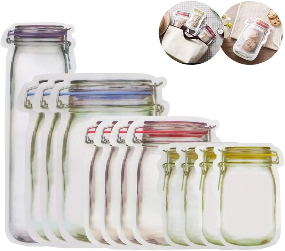 BPA Free Reusable Mason Jar Bag Food Zipper Bag For Work, School, Traveling or Camping, Multicolor
BPA Free Reusable Mason Jar Bag Food Zipper Bag For Work, School, Traveling or Camping, Multicolor