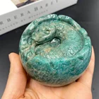 High quality natural crystal carving animal folk crafts art sculpture feng shui stone blue amazonite snake egg