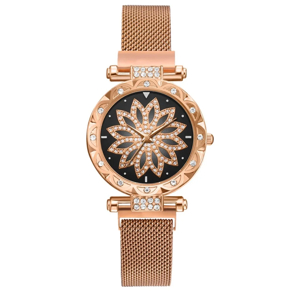 Top Brand Women Mesh Magnet Buckle Lucky Flower Watch Luxury Ladies Geometric Surface Rhinestone Quartz Watch Relogio Feminino, Multi colors
Top Brand Women Mesh Magnet Buckle Lucky Flower Watch Luxury Ladies Geometric Surface Rhinestone Quartz Watch Relogio Feminino, Multi colors