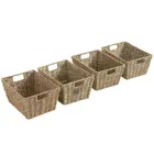 Nesting seagrass baskets home water hyacinth storage basket with metal frame