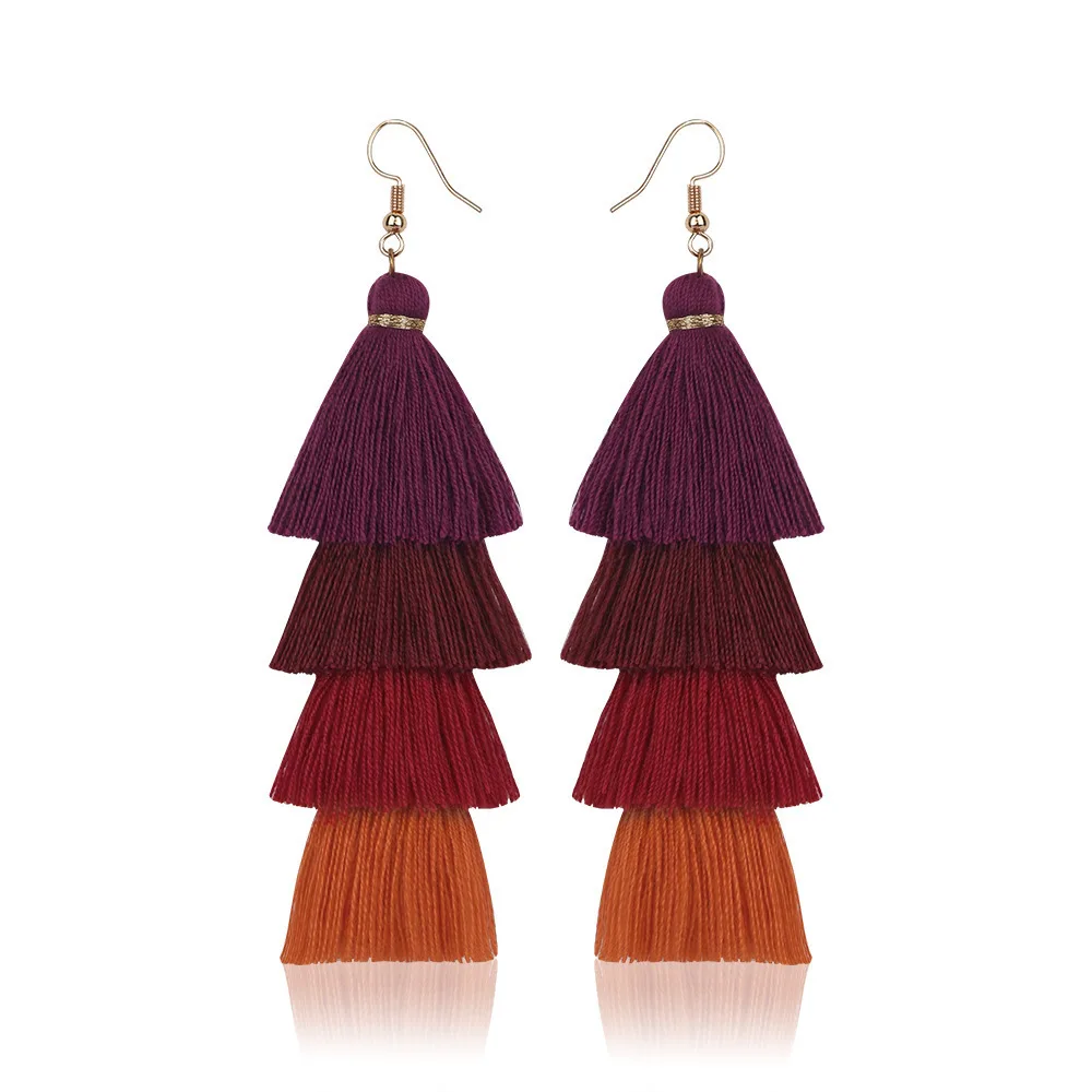 2019 Popular thread tassel earrings colorful 4 layers thread silk tassel pendant earrings colorful tassel earrings, Multi color
2019 Popular thread tassel earrings colorful 4 layers thread silk tassel pendant earrings colorful tassel earrings, Multi color