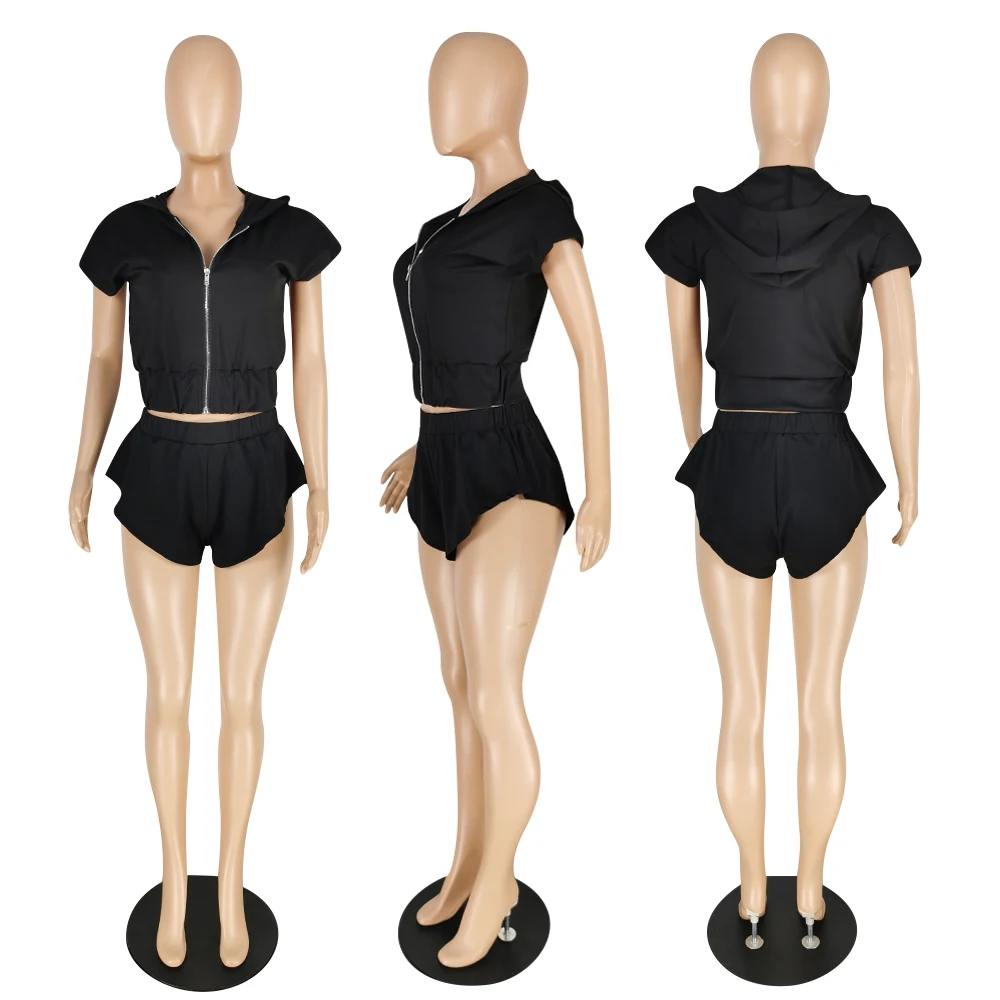 New Casual Fashion Suit Hooded Short Sleeved 2 Piece Women Outfit Casual Shorts Sets, As picture
New Casual Fashion Suit Hooded Short Sleeved 2 Piece Women Outfit Casual Shorts Sets, As picture