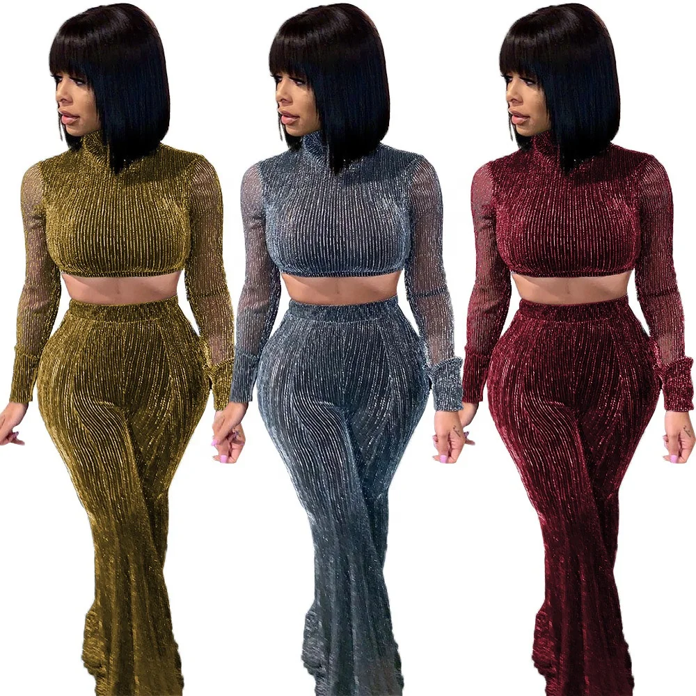 B62198A Nightclub dance women clothing sets gauze see-through high collar long sleeve ladies clothes solid color two piece set, Silver/red/golden
B62198A Nightclub dance women clothing sets gauze see-through high collar long sleeve ladies clothes solid color two piece set, Silver/red/golden
