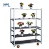 Customized size heavy duty 5 shelves steel display flower standard dutch trolley with wheels