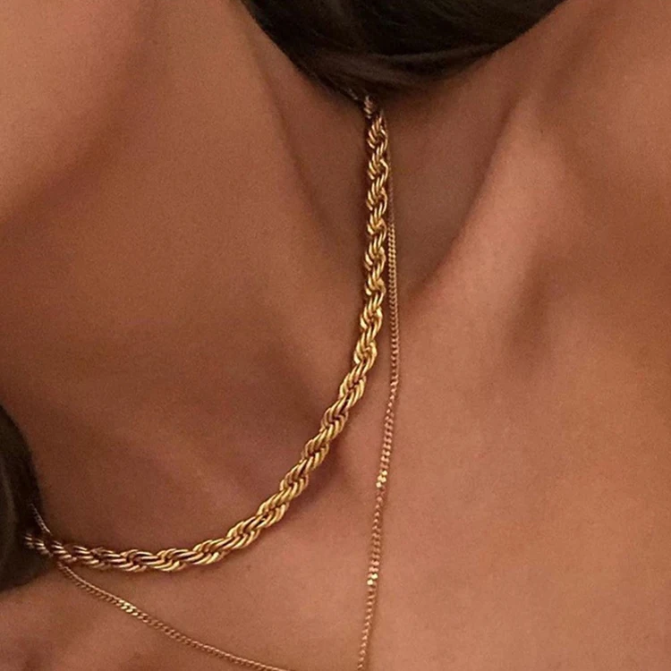 2020 Trendy Chic 3mm 5mm Stainless Steel Gold Plated Twist Chain Necklaces Stylish Jewelry Necklace Chains for Women
2020 Trendy Chic 3mm 5mm Stainless Steel Gold Plated Twist Chain Necklaces Stylish Jewelry Necklace Chains for Women
