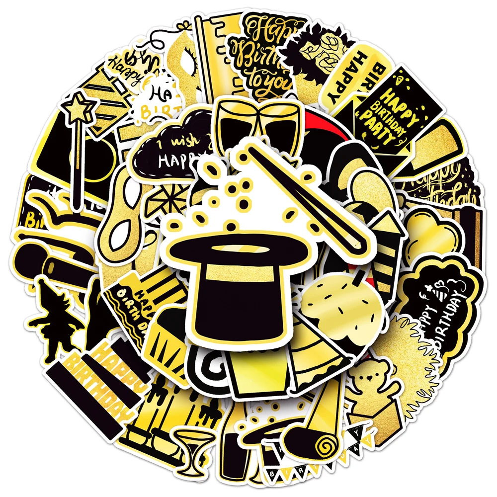 50PCS Factory Sale Original Birthday Black Gold Sticker Printing Vinyl Cartoon Sticker
50PCS Factory Sale Original Birthday Black Gold Sticker Printing Vinyl Cartoon Sticker