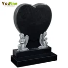 black heart shape granite single headstone for grave