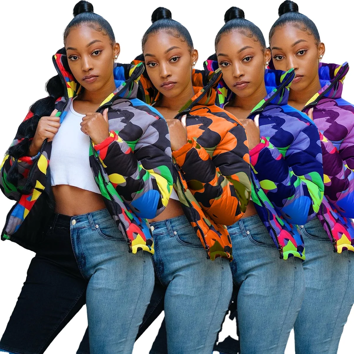 2021 Abrigo Fino Winter Camouflage Jacket Women Warm Bomber Jacket Crop Top Puffer Jacket Bubble Coats For Ladies, 5 colors
2021 Abrigo Fino Winter Camouflage Jacket Women Warm Bomber Jacket Crop Top Puffer Jacket Bubble Coats For Ladies, 5 colors