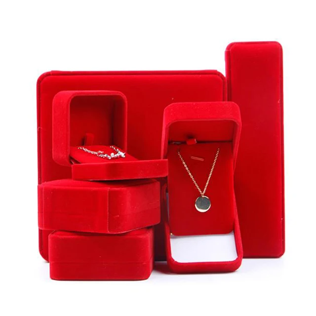 Wholesale round corner gift luxury velvet necklace ring box earring box jewelry set box, Red
Wholesale round corner gift luxury velvet necklace ring box earring box jewelry set box, Red