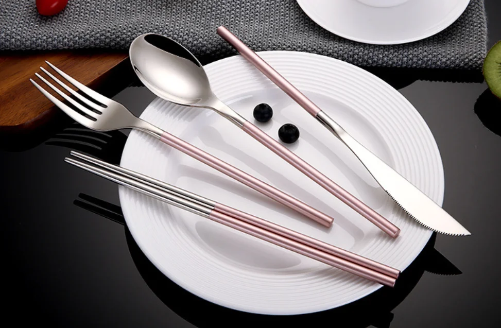 Chinabrett - platware aro neoksidebla ŝtala arĝenta tuko kun rozkolora tenilo neoksidebla ŝtala arĝenta tuko 10