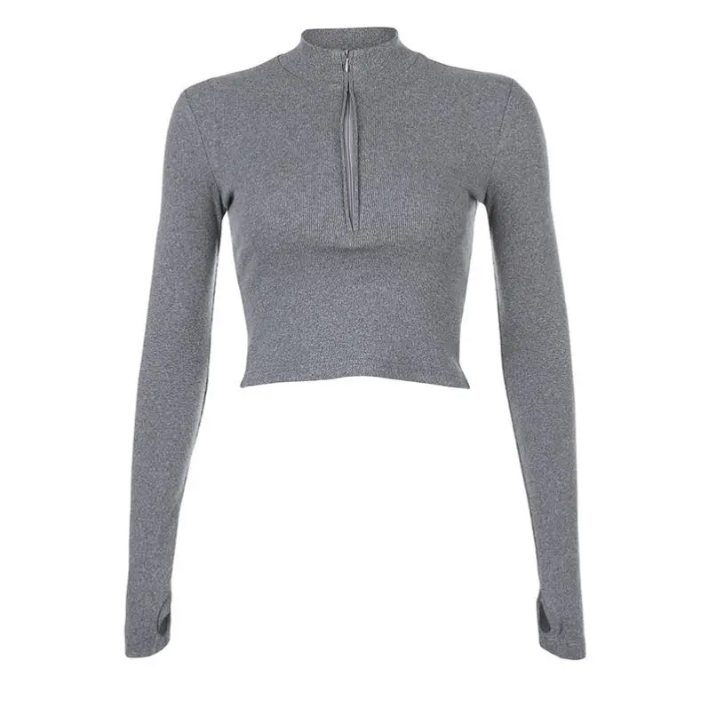 Fashion Trendy Ribbed Long Sleeve Half Zip Winter Crop White Turtle Neck Tops Women, Customized
Fashion Trendy Ribbed Long Sleeve Half Zip Winter Crop White Turtle Neck Tops Women, Customized