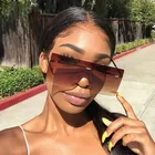 Square Rimless Shades Oversized Sunglasses