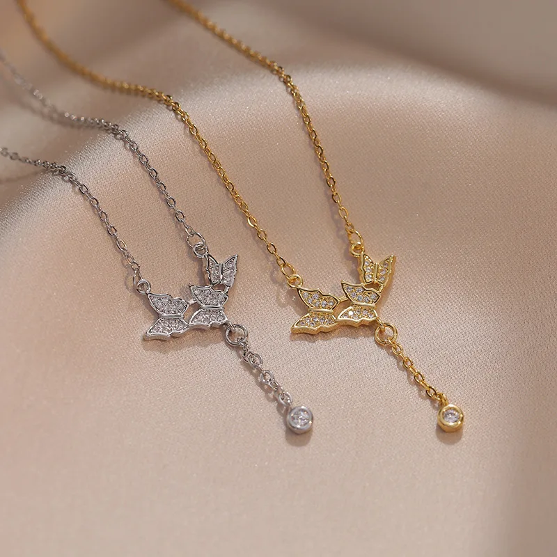 Trendy 2023 Women Stainless Steel Necklace Zircon Butterfly Tassel Necklace Jewelry
Trendy 2023 Women Stainless Steel Necklace Zircon Butterfly Tassel Necklace Jewelry