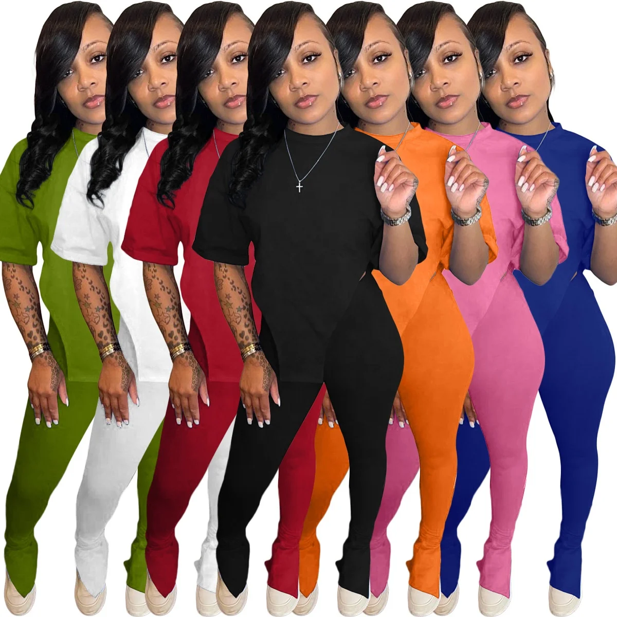 MT22-9280 Wholesale women's fashion solid color suit short sleeve leisure sports two piece suit 2021 summer two piece suit
MT22-9280 Wholesale women's fashion solid color suit short sleeve leisure sports two piece suit 2021 summer two piece suit