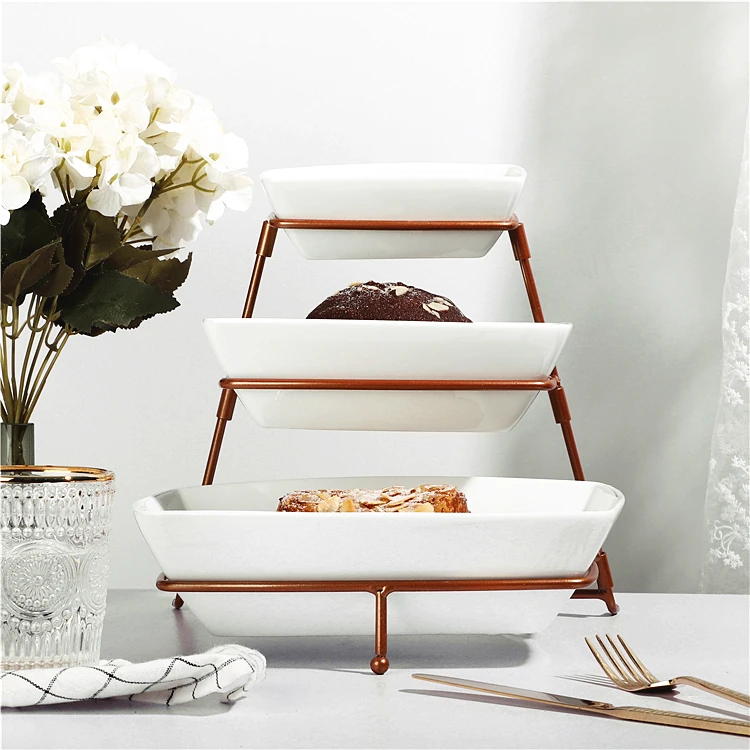 China supplier direct sale luxury 3 tier cake stand customized porcelain fruit bowls with iron rack.jpg