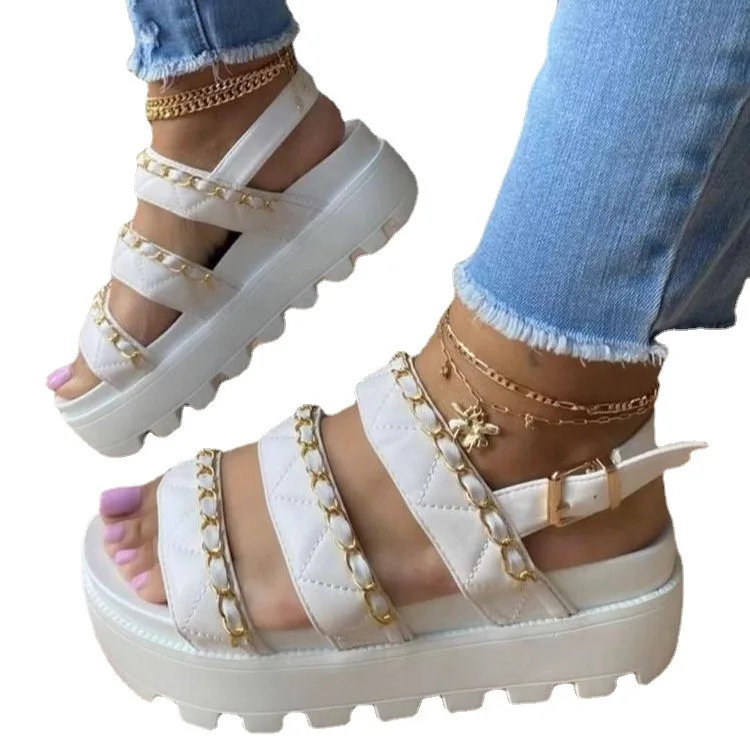 Summer shoes woman Flat Platform Sandals with Chain Women Soft Leather Casual Open Toe wedges Women Shoes, 4 colors
Summer shoes woman Flat Platform Sandals with Chain Women Soft Leather Casual Open Toe wedges Women Shoes, 4 colors