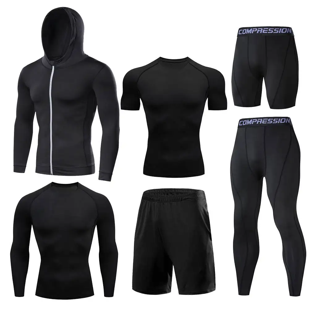 Compression 6 pieces sets High Quality Men Quick Dry Sports Wear Polyester Sports Track Suit training sportswear Sports Suit, Black/customized color
Compression 6 pieces sets High Quality Men Quick Dry Sports Wear Polyester Sports Track Suit training sportswear Sports Suit, Black/customized color