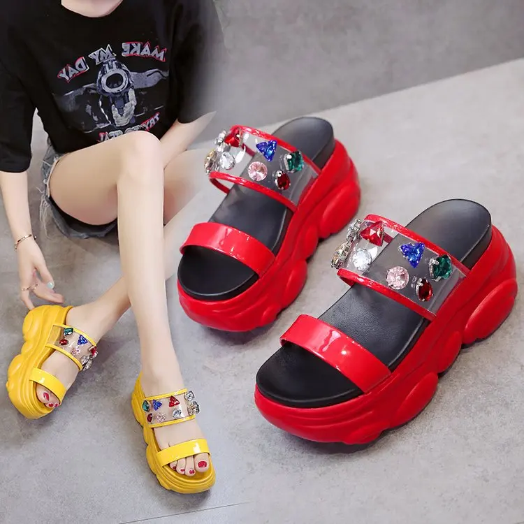 Fashion Wedge Slippers Women Heels Color Rhinestone slip on sandals Female Summer Platform Shoes, Picture
Fashion Wedge Slippers Women Heels Color Rhinestone slip on sandals Female Summer Platform Shoes, Picture