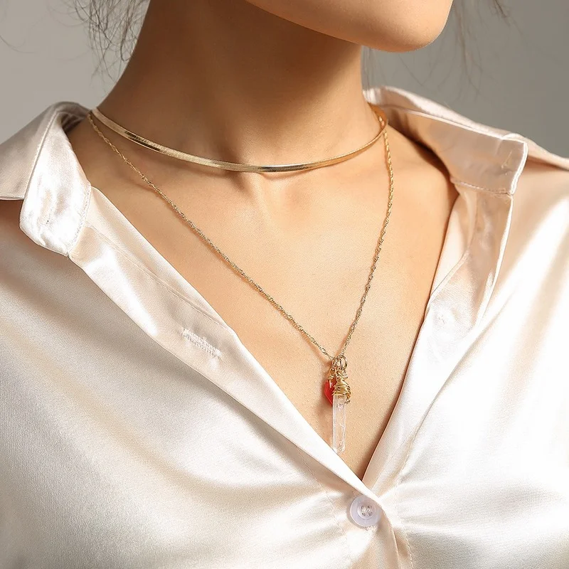 Double Layered Necklace Jewelry Temperament Hand-wound Transparent Natural Stone Necklace
Double Layered Necklace Jewelry Temperament Hand-wound Transparent Natural Stone Necklace