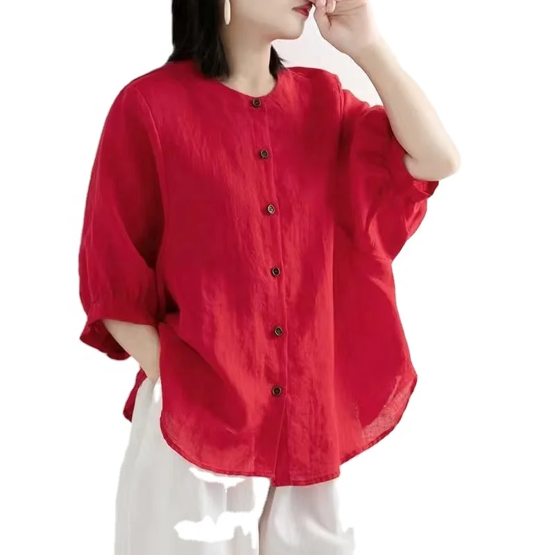Summer Short-Sleeved Ladies Cotton And Linen Shirts Sweat-Absorbent And Breathable Women'S Shirts, Picture
Summer Short-Sleeved Ladies Cotton And Linen Shirts Sweat-Absorbent And Breathable Women'S Shirts, Picture