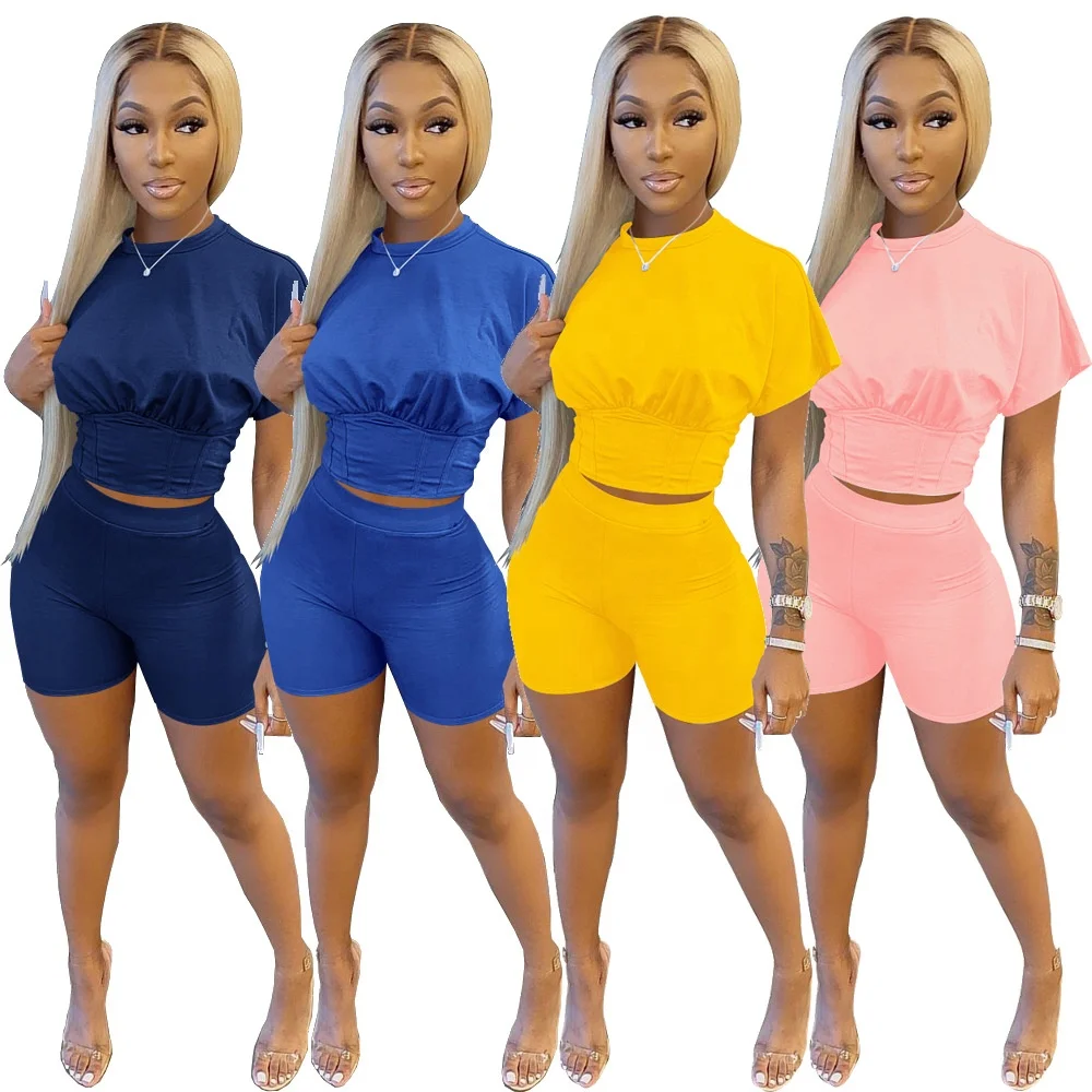 B54870A Women casual summer sets simple fashion two piece t-shirt with shorts outfit, White/black/pink/yellow/army green/burgundy/blue/navy
B54870A Women casual summer sets simple fashion two piece t-shirt with shorts outfit, White/black/pink/yellow/army green/burgundy/blue/navy