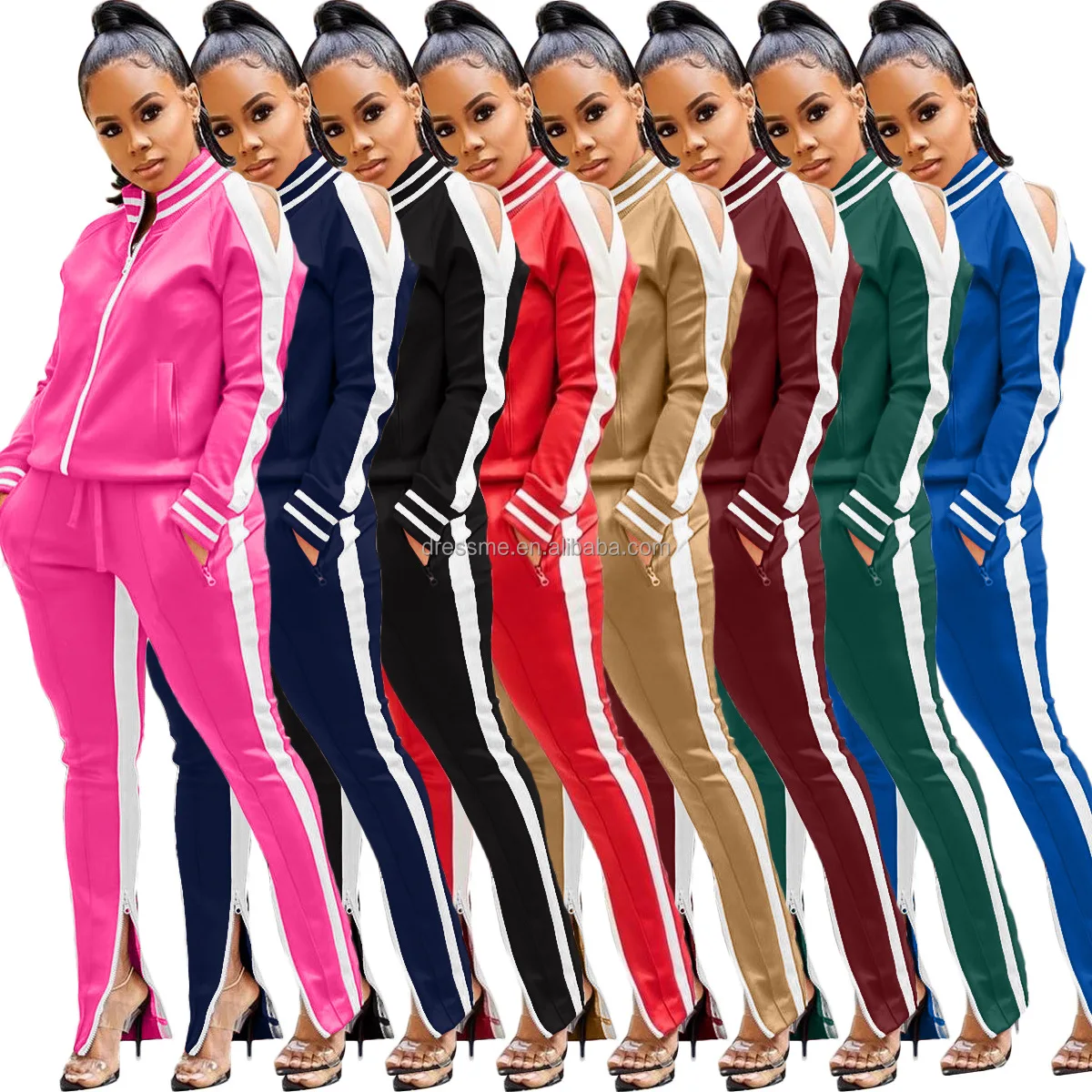 MT40-9206 fall 2021 side stripe sports tracksuit zipped jacket and long pants fashion sexy women slit two 2 piece set clothing
MT40-9206 fall 2021 side stripe sports tracksuit zipped jacket and long pants fashion sexy women slit two 2 piece set clothing