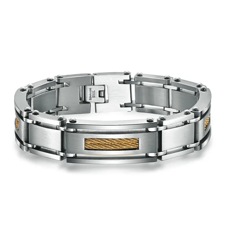 luxury watch bands metal bracelet Two-tone Gold and Steel assembling Steel rope for men jewelry
luxury watch bands metal bracelet Two-tone Gold and Steel assembling Steel rope for men jewelry