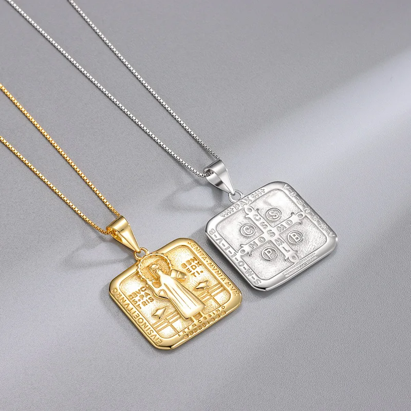 Hot Sale Fashion Women Square Religious Pendant Necklace Fine Jewelry 18k Gold Plated 925 Silver Necklace
Hot Sale Fashion Women Square Religious Pendant Necklace Fine Jewelry 18k Gold Plated 925 Silver Necklace