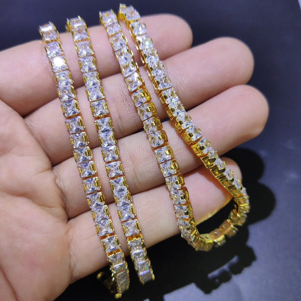 Luxury Anti Allergy 5mm Cubic Zircon CZ Hip Hops Necklace Shinny 18k Real Gold plated Diamond Tennis Chain Necklace For Men
Luxury Anti Allergy 5mm Cubic Zircon CZ Hip Hops Necklace Shinny 18k Real Gold plated Diamond Tennis Chain Necklace For Men