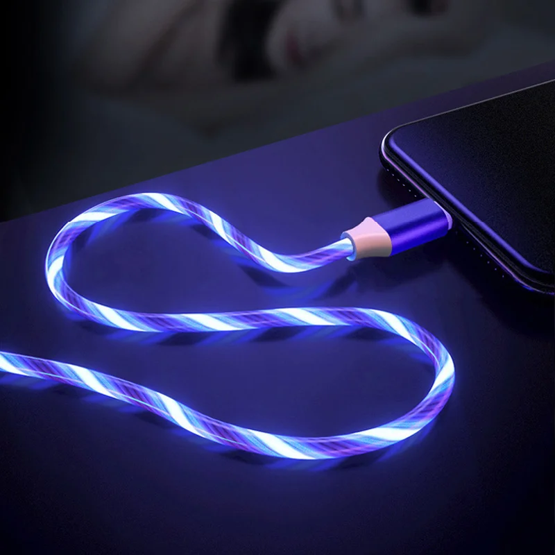 

Metal Led Flowing light date cable 2A TPE Charging USB Mirco 1M for For Android Device for Samsung S6 Xiaomi For Huawei, Blue/green/red
