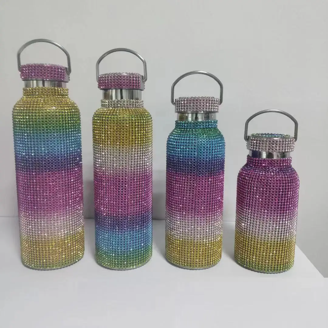 wholesale Newest styles luxury bling bling full rhinestone rainbow thermos bottle diamond colorful vacuum flasks Portable
wholesale Newest styles luxury bling bling full rhinestone rainbow thermos bottle diamond colorful vacuum flasks Portable