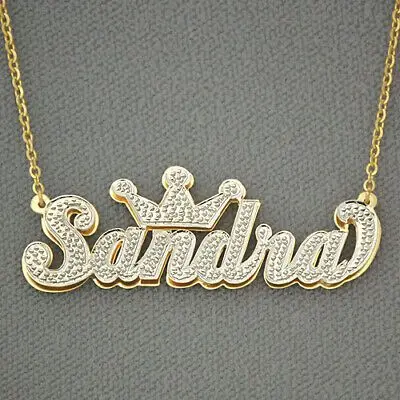 Custom Double Layer 3d Name Necklaces 2 Tone Gold Color Texture Figaro Chain Personalized Letter Nameplate Necklace for Women, Picture
Custom Double Layer 3d Name Necklaces 2 Tone Gold Color Texture Figaro Chain Personalized Letter Nameplate Necklace for Women, Picture
