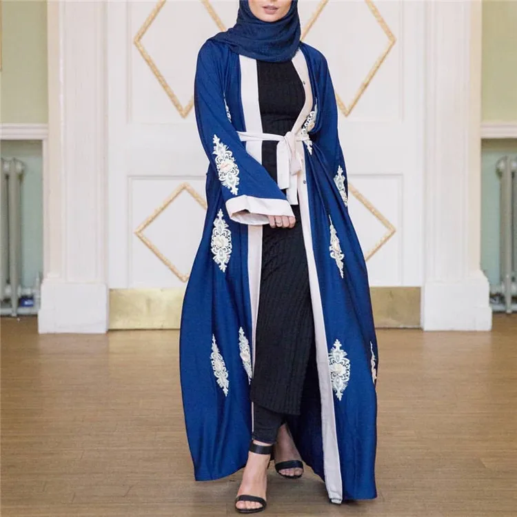 Soft fabric nida embroidery muslim dubai women open abaya, Blue
Soft fabric nida embroidery muslim dubai women open abaya, Blue
