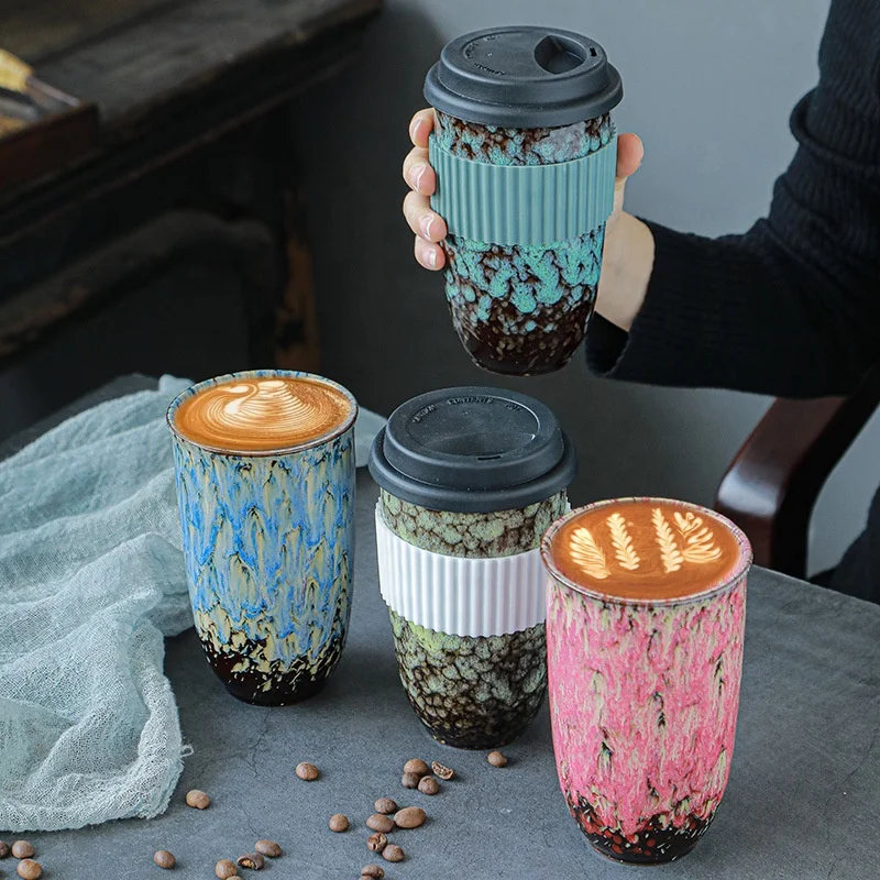 Reactive Glazed Ceramic Coffee Mug Insulated Travel Mug Reusable Travel Coffee Mug With Silicone Insulation Cover and Lid, As picture
Reactive Glazed Ceramic Coffee Mug Insulated Travel Mug Reusable Travel Coffee Mug With Silicone Insulation Cover and Lid, As picture