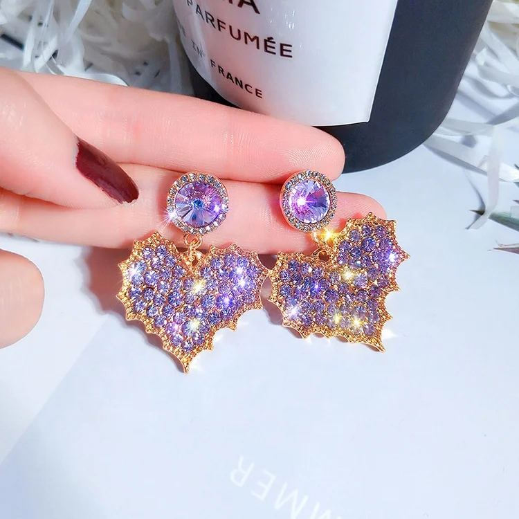 Fashion Purple Heart Drop Earrings for Women Girls Bijoux Exquisite Crystal Dangle Earrings Wedding Party Jewelry, Picture shows
Fashion Purple Heart Drop Earrings for Women Girls Bijoux Exquisite Crystal Dangle Earrings Wedding Party Jewelry, Picture shows