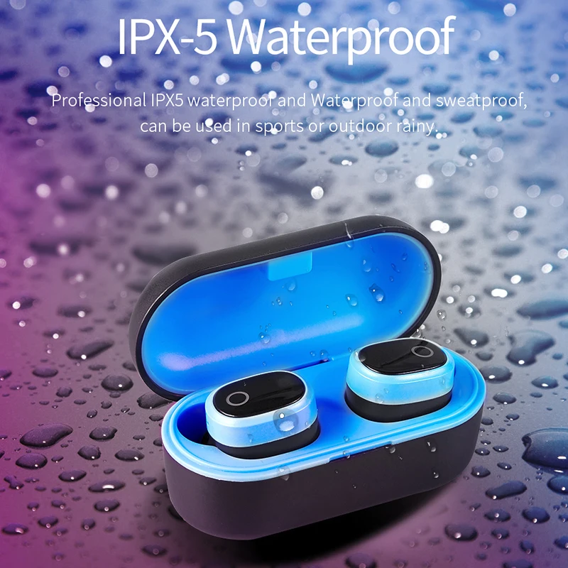 A9 Wireless Bluetooth 5.0 Stereo Headset In-Ear Earphone With Charging Bin Red Blue Black Bluetooth headset in ear fashion - ANKUX.COM