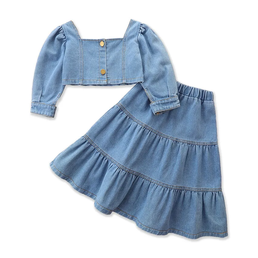 2022 New Fashion Baby Girls Long Sleeve Denim Cropped Top with Skirt 2pcs Clothes Set for Kids Summer, As picture
2022 New Fashion Baby Girls Long Sleeve Denim Cropped Top with Skirt 2pcs Clothes Set for Kids Summer, As picture