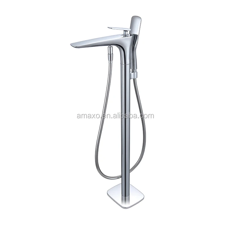 

Chrome Brass Top Handle Stand Bathtub Mixer Floor Stand Tub Faucet Bathroom Bathtub Standing Bath And Shower Faucet
