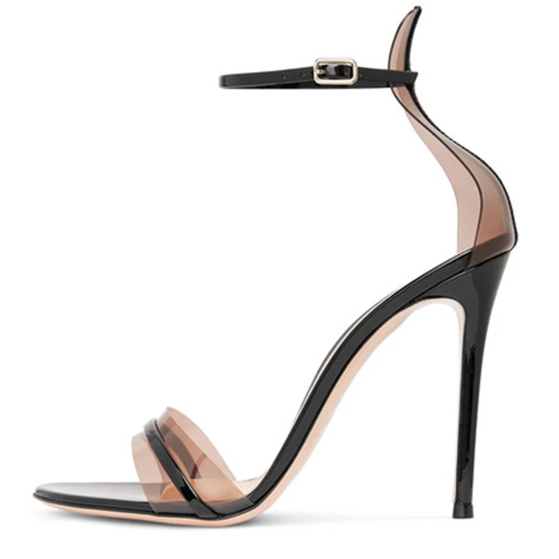 Plus Size Black Round Toe Transparent Sandals Ankle Strap Clear PVC Summer Stiletto Heels Thin High Heel For Women
Plus Size Black Round Toe Transparent Sandals Ankle Strap Clear PVC Summer Stiletto Heels Thin High Heel For Women