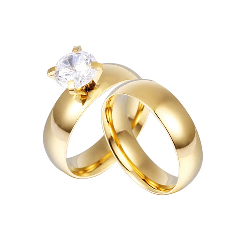 6mm Gold Couple Ring Set Stainless Steel Finger Jewelry Couple Zircon Wedding Rings for Men and Women
6mm Gold Couple Ring Set Stainless Steel Finger Jewelry Couple Zircon Wedding Rings for Men and Women