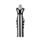 Pants Dress New Women's A-line Pants Knee Length Strapless Sleeveless Black And White Striped Evening Dress
