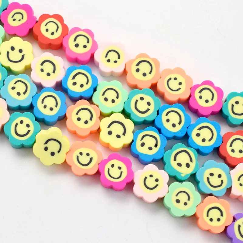 

Smile Sun flower Soft Pottery Ceramic Beads Polymer Clay Beads For Jewelry Making And Kid's DIY, Mixed